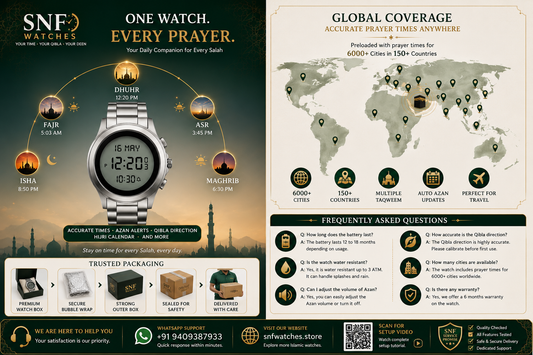Alsalah Round Islamic Azan Watch WR-02 Mix Gold