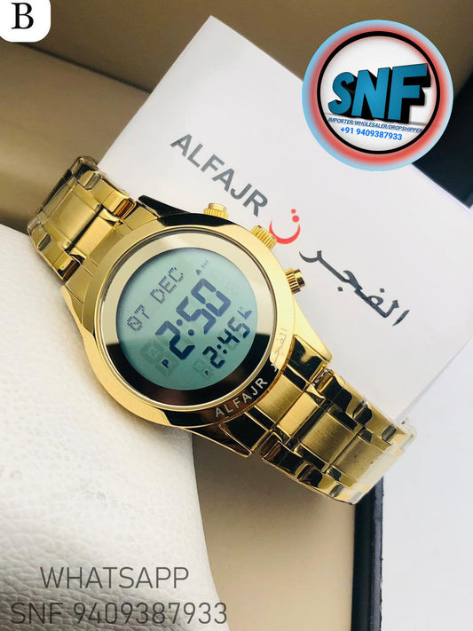 Alfajr Round Islamic Watch  WR-02 Full Gold-LineStarp