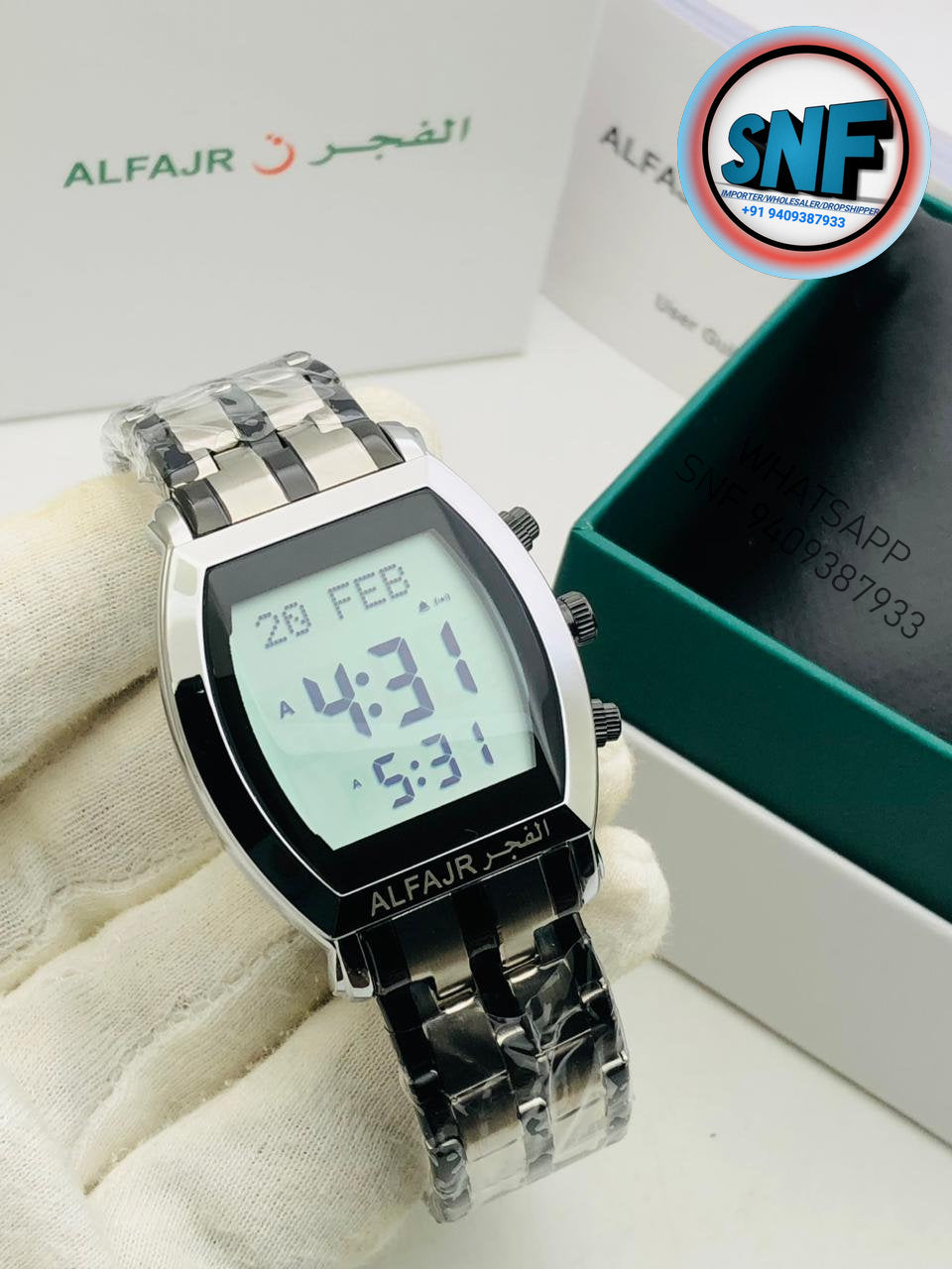 Alfajr Barrel Shape Islamic Digital Watch SNF-6260 Mix Black