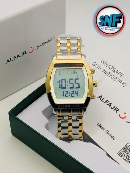 Alfajr Barrel Shape Islamic Digital Watch SNF-6260 Mix Gold