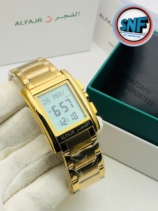 Alfajr Square Islamic Digital Watch WS-06 Full Gold