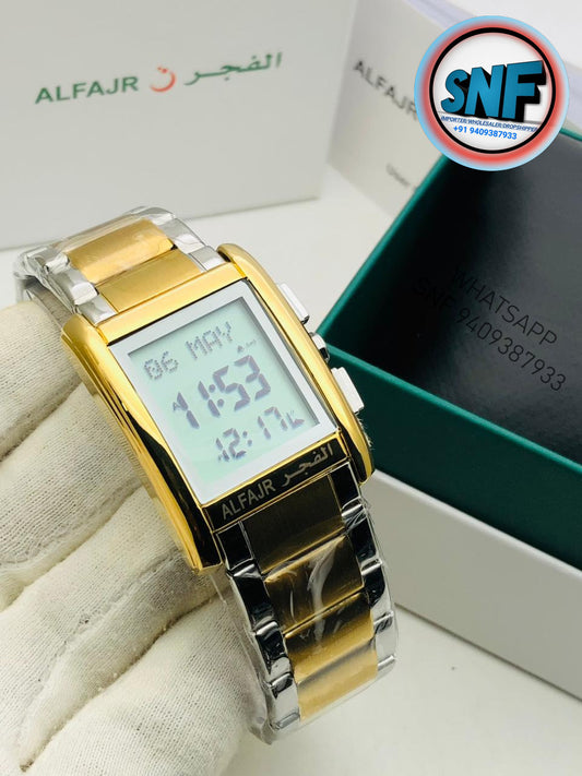 Alfajr Square Islamic Watch WS-06S Mix In Gold