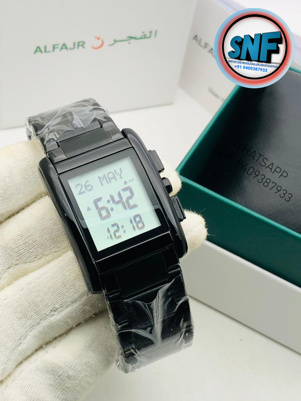 Alfajr Square Islamic Digital Watch  WS-06 WD Full Black