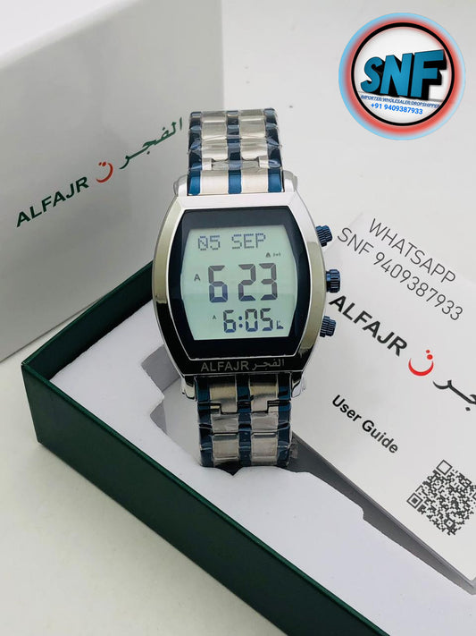 Alfajr Barrel Shape Islamic Digital Watch SNF-6260 Mix Blue