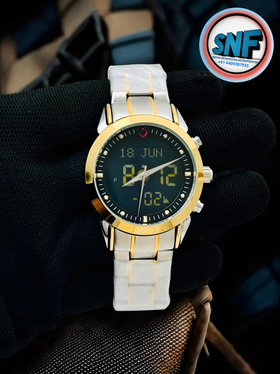 Alsalah Dual Islamic Azan Watch 2tone Out Gold SNF2586