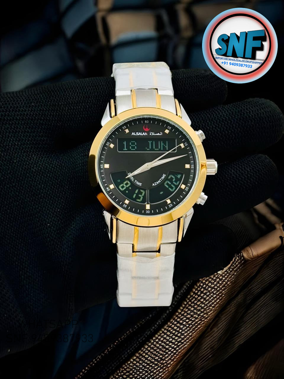 Alsalah Dual Islamic Azan Watch 2tone in Gold SNF2585