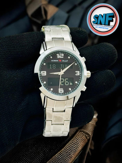 Alsalah Dual Islamic Azan Watch Full Silver SNF2584