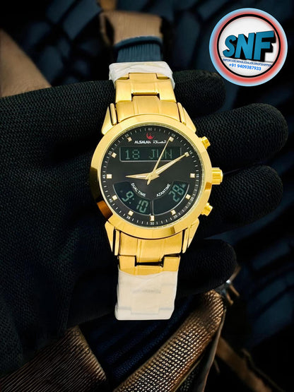 Alsalah Dual Islamic Azan Watch Full Gold Chain SNF2582