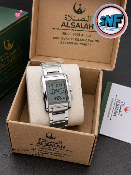 Alsalah Square Islamic Qibla Watch WS-06 Full Silver