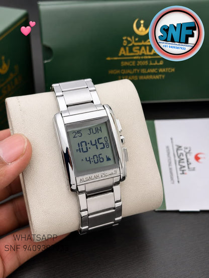 Alsalah Square Islamic Qibla Watch WS-06 Full Silver