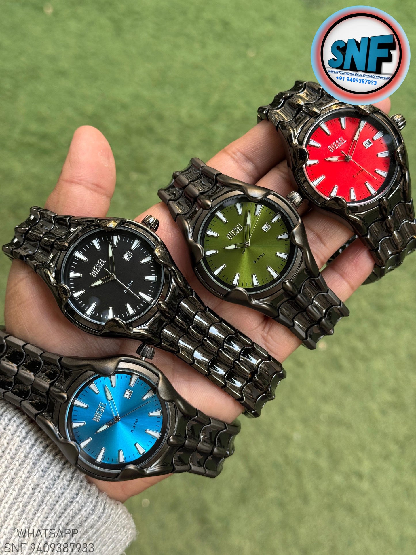 Diesel Black Spine-Shaped Strap Design Vert Collection