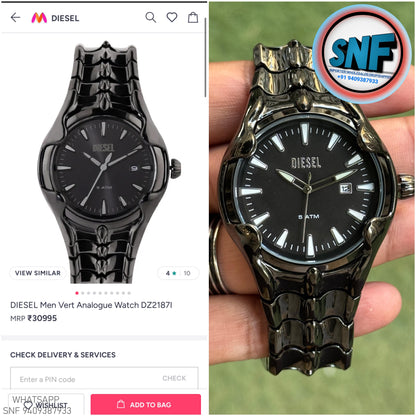 Diesel Black Spine-Shaped Strap Design Vert Collection