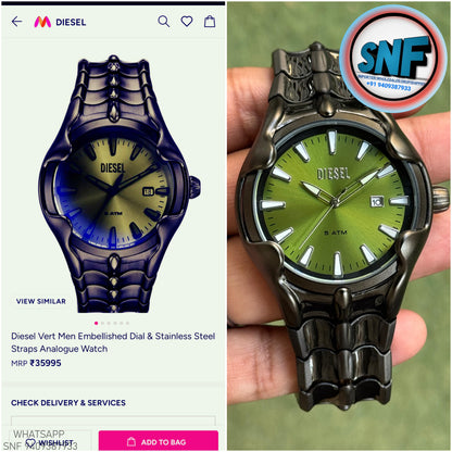Diesel Black Spine-Shaped Strap Design Vert Collection