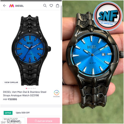 Diesel Black Spine-Shaped Strap Design Vert Collection