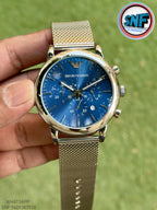 Emporio Armani AR1811 The Sleek Milanese Mesh strap and Bold Blue Dial