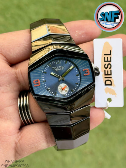 Diesel DZ4075 Unique Hexagonal Glossy Black Case and Bracelet