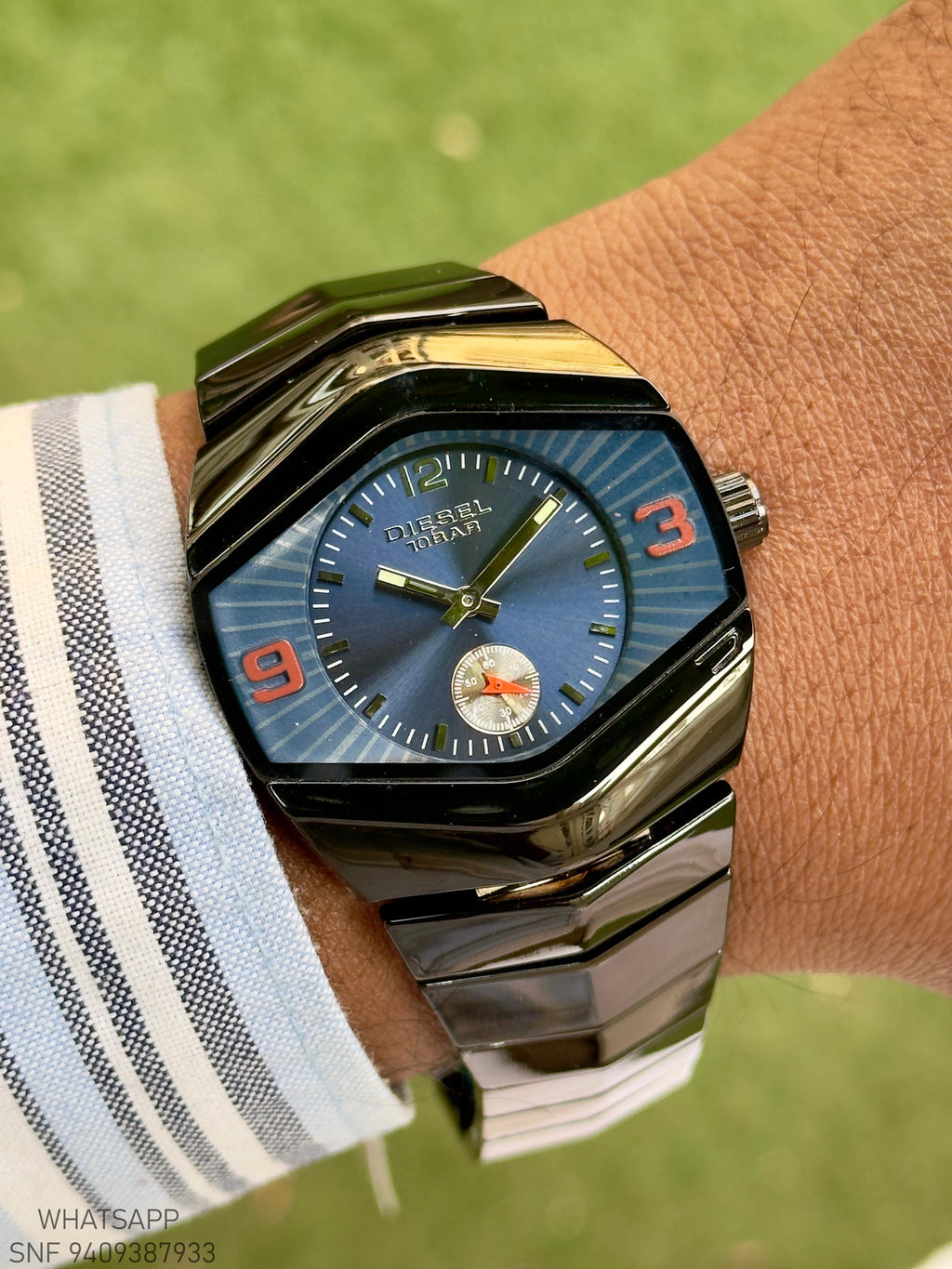 Diesel DZ4075 Unique Hexagonal Glossy Black Case and Bracelet