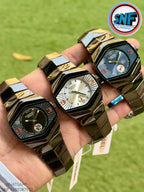 Diesel DZ4075 Unique Hexagonal Glossy Black Case and Bracelet