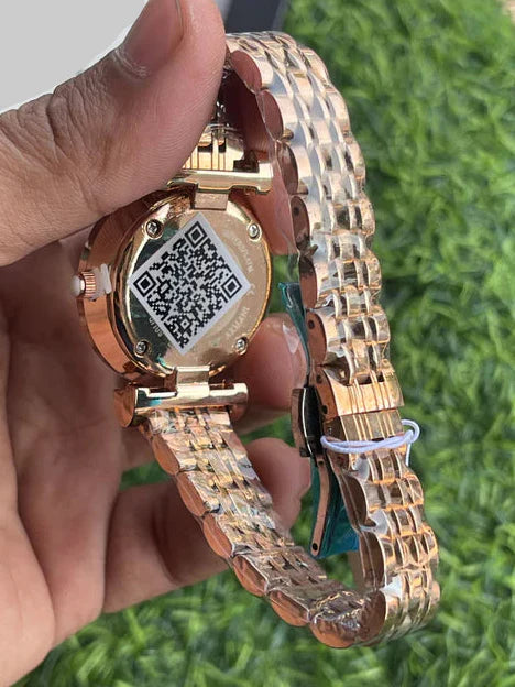 Emporio_ Armani_ Elegant Rose Gold Crystal Watch For Her