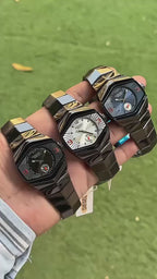 Diesel DZ4075 Unique Hexagonal Glossy Black Case and Bracelet