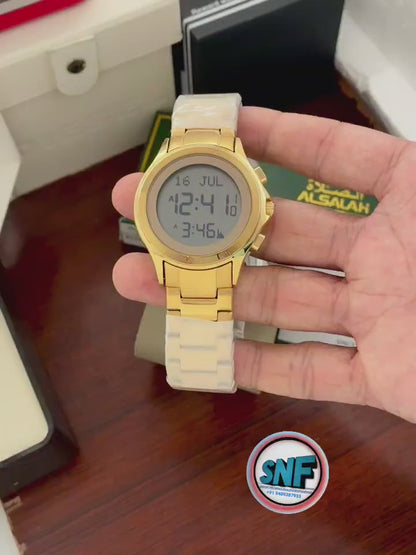 Alsalah Round Islamic Azan Watch WR-02 Full Gold