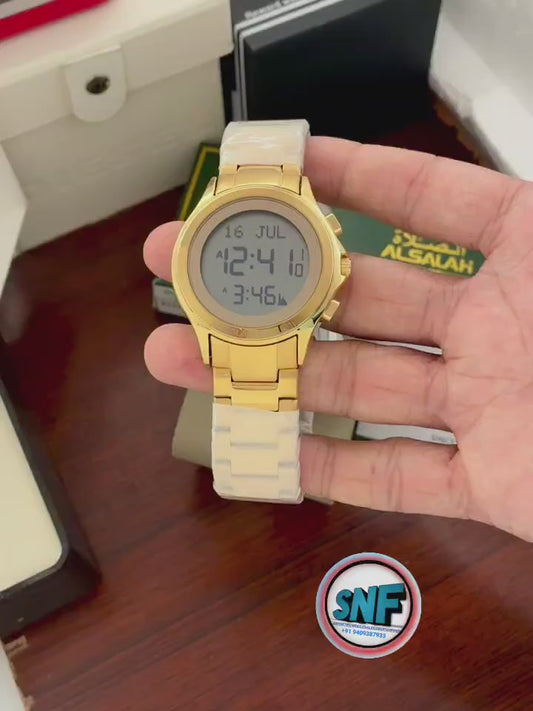 Alsalah Round Islamic Azan Watch WR-02 Full Gold