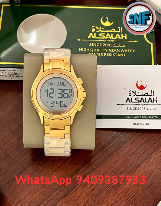 Alsalah Round Islamic Azan Watch WR-02 Full Gold