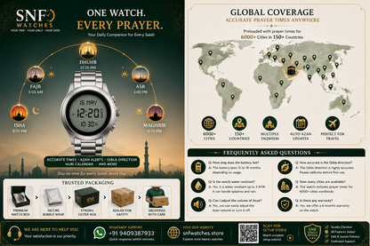 Alfajr Square Islamic Digital Watch  WS-06 Mix Out Gold