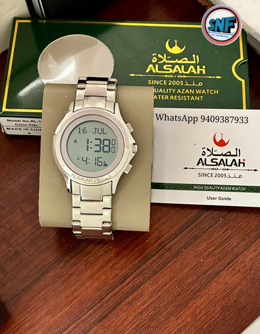 Alsalah Round Islamic Azan Watch WR-02 Full Silver